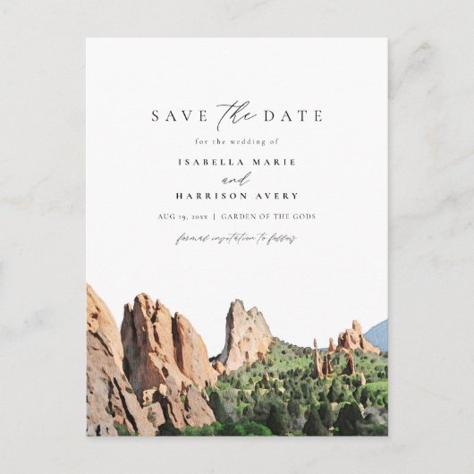 Aquarellgarten der Götter Save the Date Postkarte (Vorderseite)