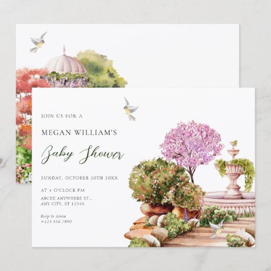 Aquarellgarten Einladung (Vorne/Hinten)