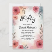 Aquarellgarten Elegant 50. Geburtstag Einladung (Vorderseite)
