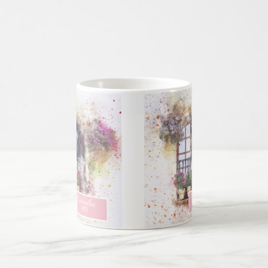 Aquarellgarten Farbige Blume Kaffeetasse (Mittel)