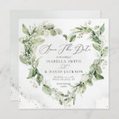 Aquarellgarten Foliage Herz Romantisch Save The Date (Vorne/Hinten)