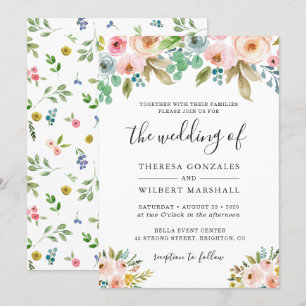 Aquarellgarten Frische Blume Einladung Hochzeit
