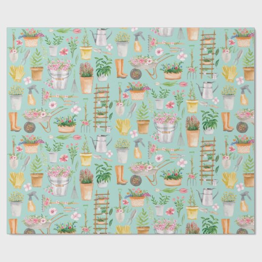 Aquarellgarten Geschenkpapier (Flach)