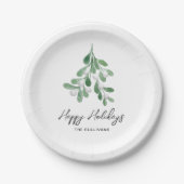 Aquarellgarten Happy Holidays Pappteller (Vorderseite)