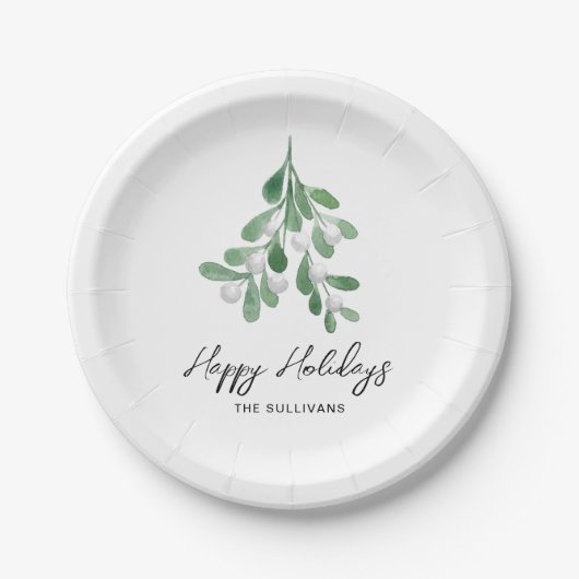 Aquarellgarten Happy Holidays Pappteller (Vorderseite)