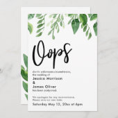 Aquarellgarten Hochzeitskarte "Oops" aufgeschoben Einladung (Vorne/Hinten)