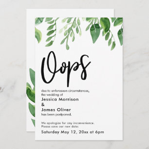 Aquarellgarten Hochzeitskarte "Oops" aufgeschoben Einladung