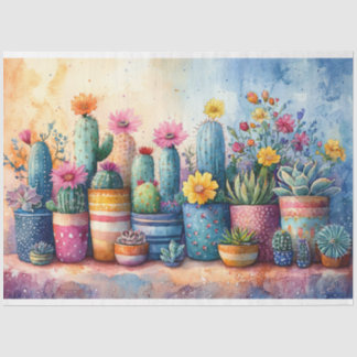 Aquarellgarten Kaktus und Blume Entdeckungsreise Seidenpapier