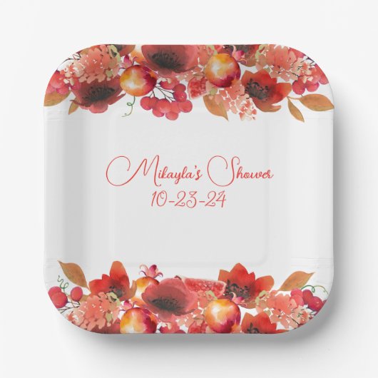 Aquarellgarten mit Früchten und Beeren Pappteller (Vorderseite)