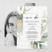 Aquarellgarten mit Gold, das wir Hochzeit machen Einladung (Vorne/Hinten)