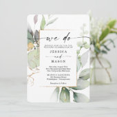 Aquarellgarten mit Gold, das wir Hochzeit machen Einladung (Stehend Vorderseite)