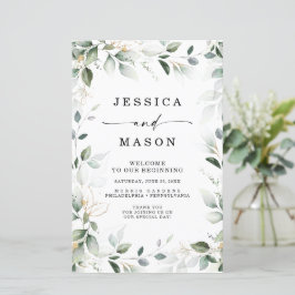 Aquarellgarten mit Gold-Hochzeitsprogramm