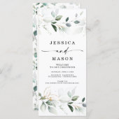 Aquarellgarten mit Gold-Hochzeitsprogramm Programm (Vorne/Hinten)