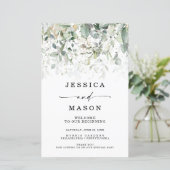 Aquarellgarten mit Gold-Hochzeitsprogrammen (Stehend Vorderseite)