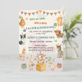 Aquarellgarten Oink Baa Moo Farm zum Geburtstag Einladung (Stehend Vorderseite)