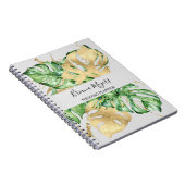 Aquarellgarten Palmen Blätter Gold Business Sand Notizblock (Rechte Seite)