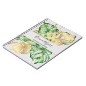 Aquarellgarten Palmen Blätter Gold Business Sand Notizblock (Linke Seite)