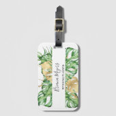 Aquarellgarten Palmen Blätter Gold Tropical Gepäckanhänger (Vorderseite Vertikal)