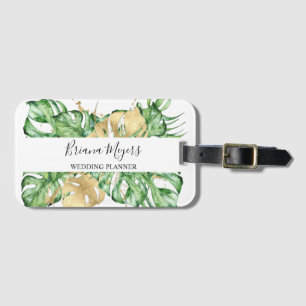 Aquarellgarten Palmen Blätter Gold Tropical Gepäckanhänger