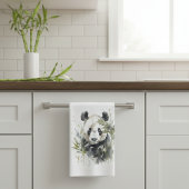 Aquarellgarten Panda Geschirrtuch