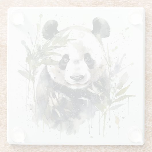 Aquarellgarten Panda Glasuntersetzer (Rückseite)