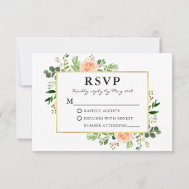 Aquarellgarten Peach Rose Hochzeit RSVP Karte