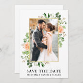 Aquarellgarten Peach Rose Save the Date Karte (Vorne/Hinten)