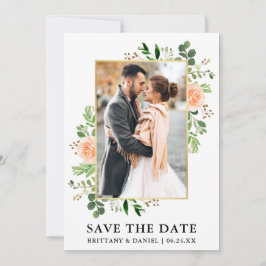 Aquarellgarten Peach Rose Save the Date Karte