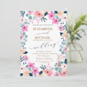 Aquarellgarten Rosa Blume Einladung (Stehend Vorderseite)