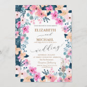 Aquarellgarten Rosa Blume Einladung (Vorne/Hinten)