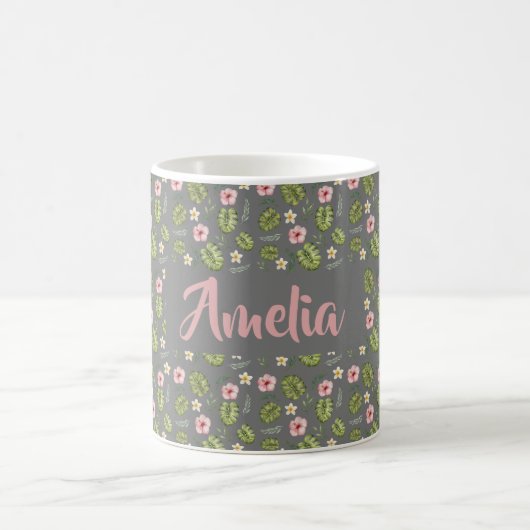 Aquarellgarten Rosa graues Muster Kaffeetasse (Mittel)