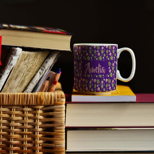 Aquarellgarten Rosa lila Muster Kaffeemaschine Tas Kaffeetasse