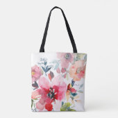 Aquarellgarten-Rose, Ombre Red+Monogram Tasche (Rückseite)