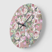 Aquarellgarten: Rose Tulip Elegance. Große Wanduhr (Winkel)