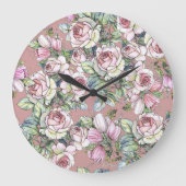 Aquarellgarten: Rose Tulip Elegance. Große Wanduhr (Vorderseite)