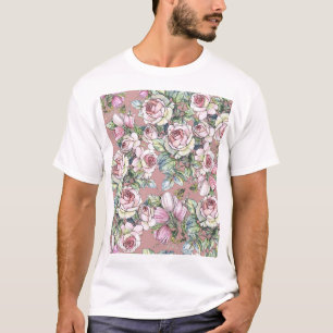 Aquarellgarten: Rose Tulip Elegance. T-Shirt