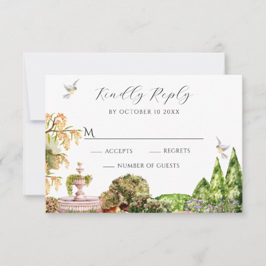 Aquarellgarten RSVP Karte (Vorderseite)