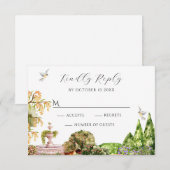 Aquarellgarten RSVP Karte (Vorne/Hinten)