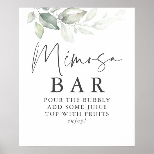Aquarellgarten Silver Mimosa Bar Sign Poster (Vorne)