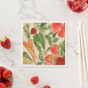 Aquarellgarten Sommerküchenmöhren Rüben Serviette
