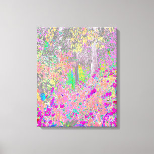 Aquarellgarten Sonnenaufgang mit violetten Blumen Leinwanddruck