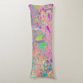 Aquarellgarten Sonnenaufgang mit violetten Blumen Seitenschläferkissen (Vorderseite Vertikal)