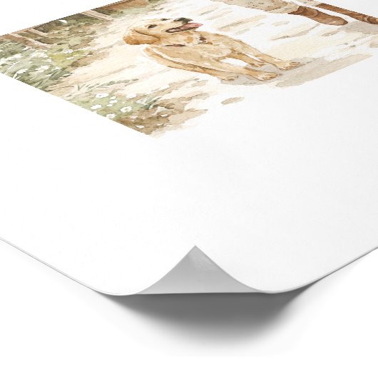 Aquarellgarten Spaziergang mit Dog Kernstück Poster (Ecke)