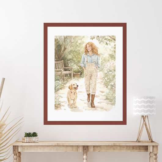 Aquarellgarten Spaziergang mit Dog Kernstück Poster
