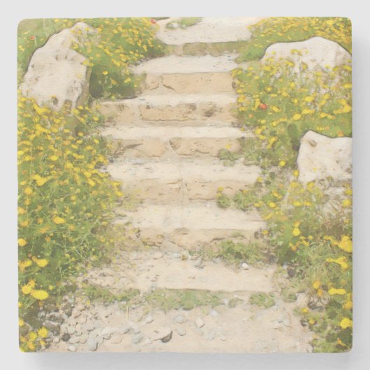 Aquarellgarten Steinuntersetzer (Vorderseite)