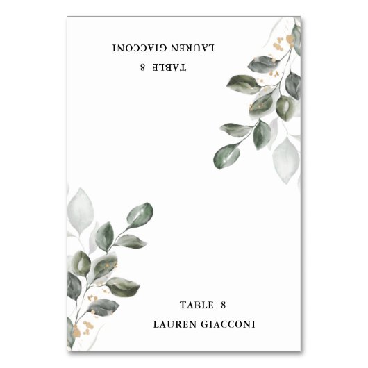 Aquarellgarten Tischzelt Platzkarte Tischnummer (Vorderseite)