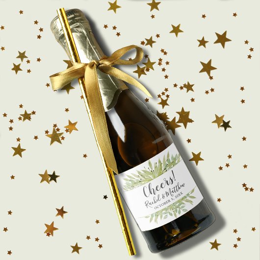 Aquarellgarten Wedding Mini Schaumweinetikett