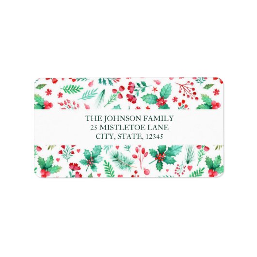 Aquarellgarten Weihnachten Adressaufkleber (Vorne)