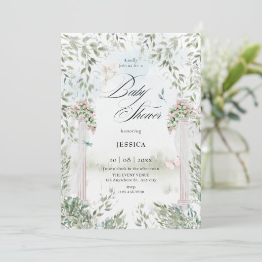 Aquarellgartendusche Einladung (Stehend Vorderseite)