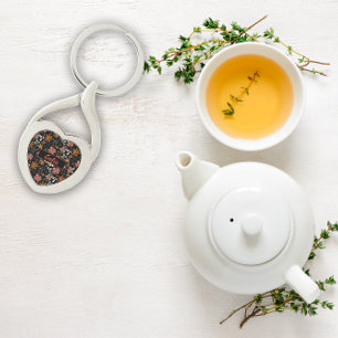 Aquarellgartenmuster schwarz Schlüsselanhänger